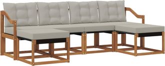 vidaXL Conjunto De Sof&aacute;s De Exterior 6 Uds. Natural Y Gris Claro Vidaxl