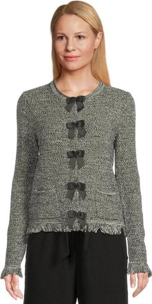 Lilly Pulitzer Kelso Cardigan Sweater Womens Gray Cotton Bow Detail GBO3265
