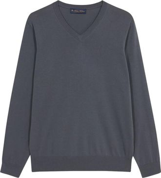 Brooks Brothers V-hals trui - Heren - V-hals truien - Grijs - 2XL - Katoen - Truien & Vesten