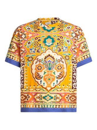 Etro floral-print T-Shirt - men - Linen/Flax/Cotton - M - Yellow