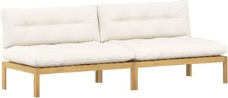 vidaXL Unidad Sof&aacute; Medio Acacia Claro Y Crema Madera De Acacia Vidaxl