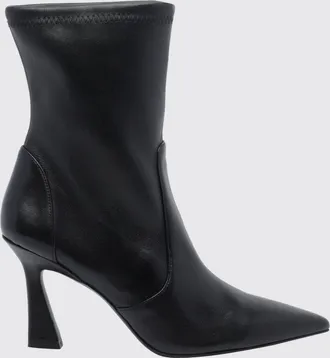 Stuart Weitzman Vinnie Smooth Leather Ankle Boots with a High Flared Heel