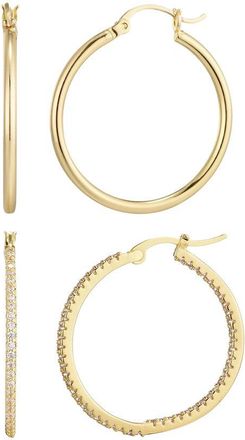 Adornia Adornia 14K Plated Cz Infinity & Plain Hoop Earring Earrings Set