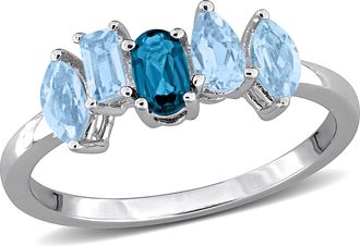 Mimi & Max 1ct TGW Blue Topaz Five Stone Ring Sterling Silver