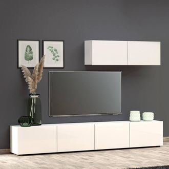 Dmora Soporte Para Tv Vongfong, Un Estante, Hecho En Italia, 38x225x39h Cm Blanco Brillante