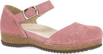 Dansko Mae Ankle Strap Platform Clog in Ash Rose Embroidered Suede at Nordstrom, Size 10.5-11Us