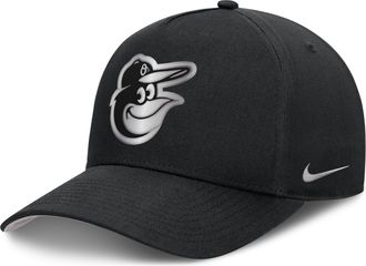 Nike Baltimore Orioles Rise Nike Mens Dri-FIT MLB A-Frame Trucker Adjustable Hat in Black | NB1E0FBPOLE-HWD
