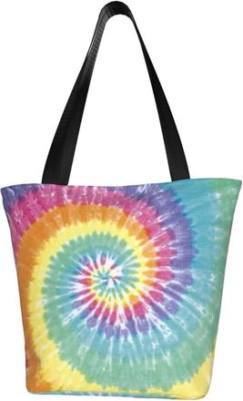 AOOEDM Tie Dye Reusable Grocery Bag Shopping Bag Casual Shoulder Bag Handbag for Men Women ECO Market Bag Beach Bag Travel Totes