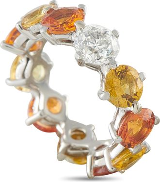 Luxury Bazaar 18K White Gold 0.85ct Diamond and Sapphire Eternity Ring MF16-082526