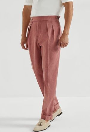 Brunello Cucinelli Trousers with double pleats and tabs in Salmon at Nordstrom, Size 54 It