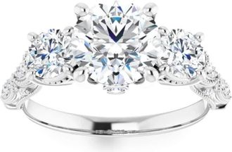 Pompeii3 3Ct Vintage Diamond 3 Stone Engagement Ring Lab Grown in White or Yellow Gold