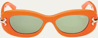 Pucci Filigree Acetate Oval Sunglasses