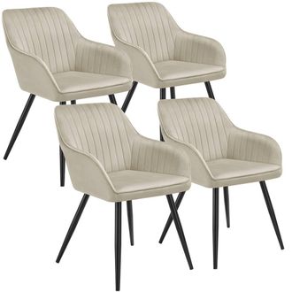 TecTake Dining Chair Marilyn Set Of 4 - Cream/Black in Cream | Size: 4 Pack