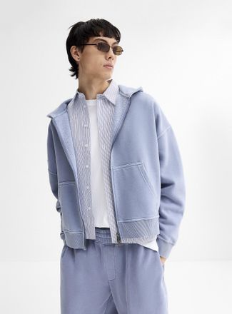 Djab Mens Peachskin cropped zip-up hoodie Oversized fit