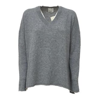 Allude V-hals gebreide trui - Dames - Truien - Grijs - Maat: M