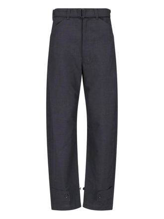 Christophe Lemaire Black Cropped Wide-Leg Adjustable Trousers