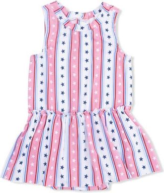 Angel Dear Stars & Stripes Skirted Bodysuit in Red White Blue at Nordstrom, Size 18-24M
