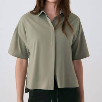 Lole Olivie Short Sleeve Button Down Shirt In Hazel
