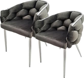 Kayoom Polsterstuhl »Stuhl Grace 125 2er-Set, Gestell aus Eisen, bequem gepolstert« (Set) 2 Stk.Graziöses Design, absolutes Eye-Catcher, geflochtener Rücken