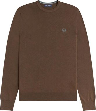 Fred Perry Klassieke Ronde Hals Trui - Heren - Ronde hals truien - Bruin - M - Katoen - Truien & Vesten