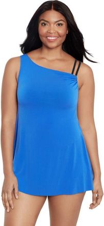 Trimshaper Brianna Adjustable Side-Tie Coverage Plus Size Swimdress in Cobalt Blue at Nordstrom, Size 14