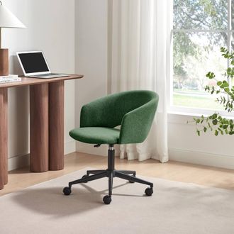 Furniturebox Delaney Green Fabric Swivel Office Chair