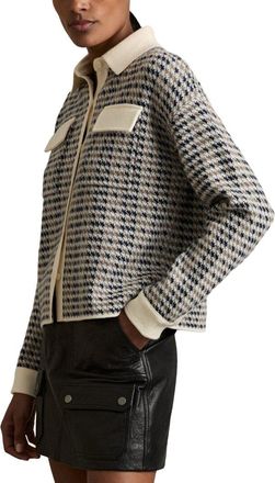 Reiss Margot Houndstooth Wool & Cashmere-Blend Cardigan
