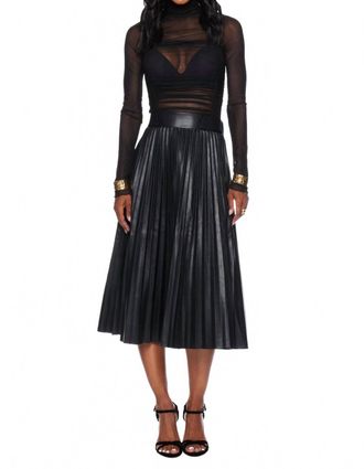 Pinch Design Pleated Pu Leather Skirt In Black