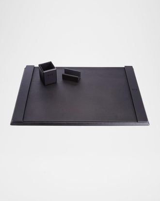 Royce Leather Monogrammed Leather Executive Desk Blotter & Accesory Set, Personalized