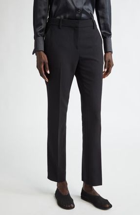 Lafayette 148 New York Manhattan Stretch Wool Cigarette Pants in Black at Nordstrom, Size 10