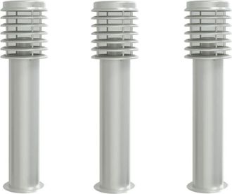 vidaXL Outdoor Floor Lamps 3pcs Silver 60 cm Stainless Steel vidaXL