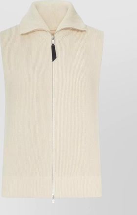 Maison Margiela ribbed high neck sleeveless knitted top