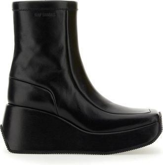 Raf Simons Enkellaars met vierkante neus - Dames - Enkellaarsjes - Zwart - 39 EU - Leer - Schoenen