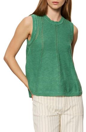 Sanctuary Easy Pointelle Knit Sleeveless Top in Green Juice at Nordstrom, Size Xx-Large P