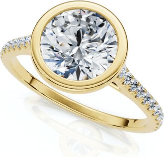 Pompeii3 Certified 1 1/2ct Diamond Bezel With Accent Engagement Ring 14k Gold Lab Grown