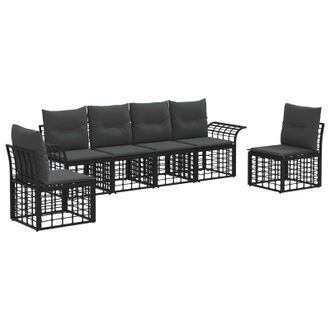 vidaXL Conjunto De Sof&aacute;s De Exterior 6 Pcs Negro Y Gris Oscuro Vidaxl