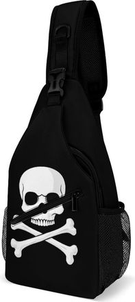 Generic Skull And Crossbones Mens Crossbody Chest Sling Bag for Travel Hiking Lightweight Shoulder Bags with Small Side