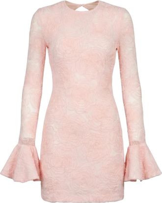 Rotate Jacquard Gebloemde Korte Jurk - Dames - Korte kleedjes - Roze - S - Leer - Kleedjes