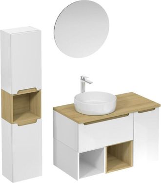 Puma Naturel - Conjunto De Ba&ntilde;o Con Lavabo Que Incluye Grifo De Lavabo, Ca&ntilde;o Y Sif&oacute;n Stilla, Blanco Brillante (ksetstilla013)