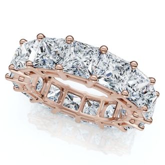 Pompeii3 8Ct Princess Cut Diamond Eternity Ring 14k Gold Lab Grown 4.5mm Wide