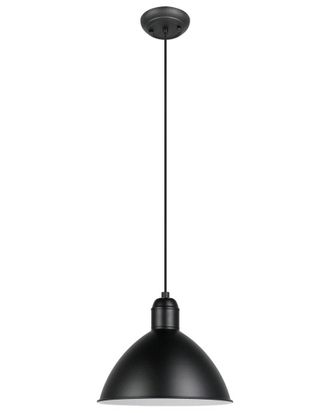 Eglo Eglo Priddy 1 Light Pendant Black Finish & Black With White Interior Metal Shade