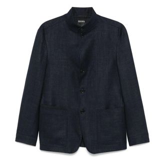 Ermenegildo Zegna Heren, Jassen, Blauw, Maat: L Linnen