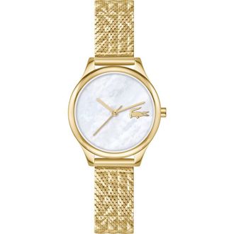 Lacoste Mini Crocodelle Mesh Strap Watch, 28mm in Gold at Nordstrom