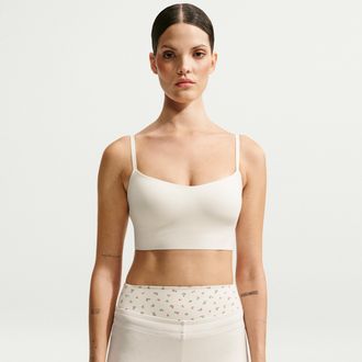 Nike Womens SKIMS Matte Cami Longline Bra in White | IU3053-108