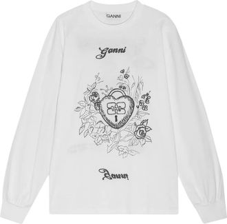 Ganni Felpa con stampa grafica - Bianco