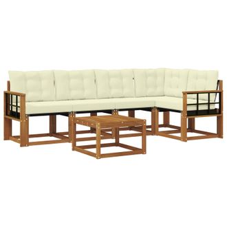 vidaXL Conjunto De Sof&aacute;s De Exterior Con Coj&iacute;n 6 Pcs Natural Y Crema Vidaxl