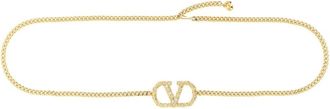 Valentino Garavani Gold VLogo Signature Embellished Adjustable Belt