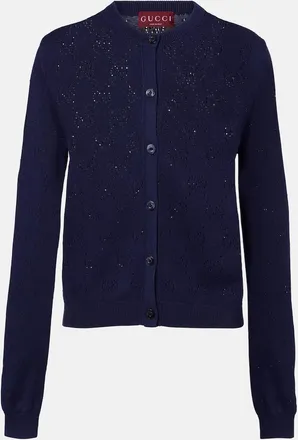 Gucci GG pointelle silk and cotton cardigan