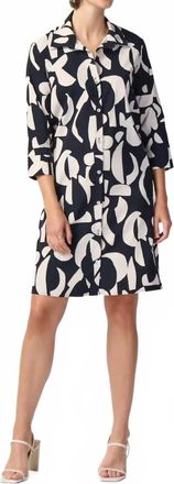 Joseph Ribkoff Abstract Print Trapeze Mini Dress In Black Moonstone