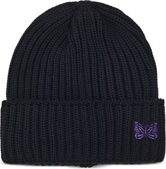 Needles Berretto a coste con farfalla - Nero